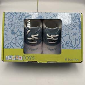 FootJoy Classic First Golf Shoe Leather Oxford Lace-Up Baby Shoes White/Blue 1M